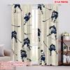 2pcs,2D Plane Printing Curtain Fabric Hockey Motion Polyester (without Rod) Holiday Use for Living Room & Kitchen Decor