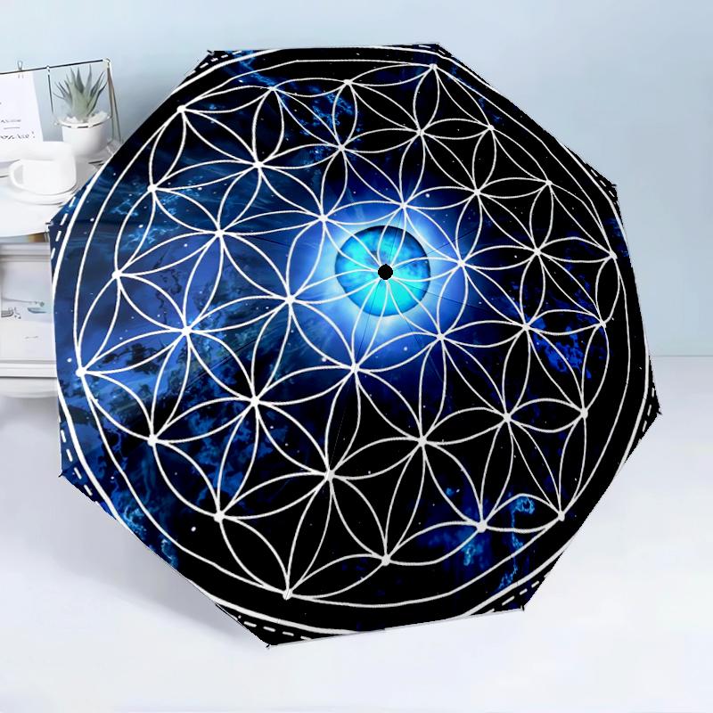 Cosmic Flower Of Life 8-Frame for Travel, camping, Casual Lightweight Portable Umbrella, Essential for every family Holidays Birthday Gift