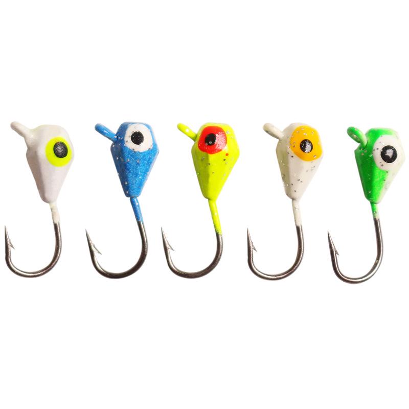 Cross 5-Color Diamond Brushed Lead Head Fishing Hook 1.2g Micro-Lure for Ice Fishing with Soft Bait