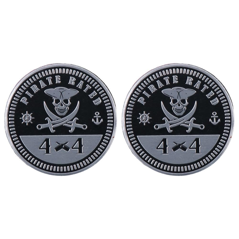 

2pcs Pirate Badge Rated Car Emblems, 4x4 Metal Car Badges, Round Emblem Decals, Car