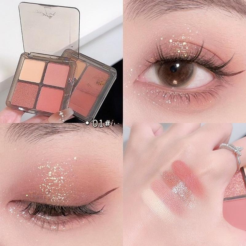 1/4 Χρώματα Pearlescent Παλέτα Σκιών ματιών Ματ Γήινο Χρώμα Σκιά Ματιών Shiny Sequins Eye Shadow Pigments Μακιγιάζ ματιών μεγάλης διάρκειας