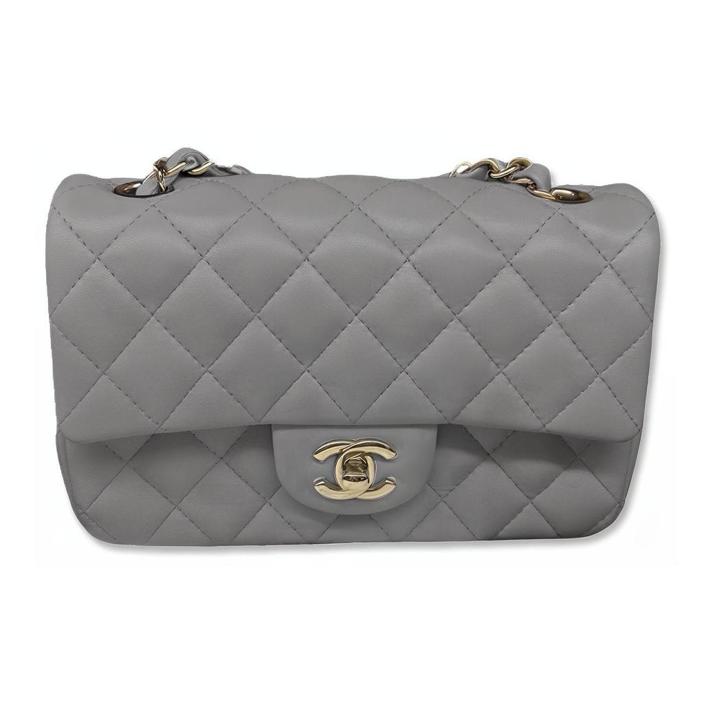 Chanel Lambskin & Metal Shoulder Bag, Crossbody Bag Mini Women's Gray A69900-Y04059-NI691