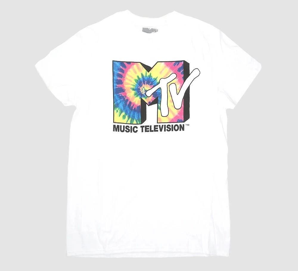 MTV Music Television Logo Men s White Short Sleeve 100% Cotton T-shirt Mens Tees Top S