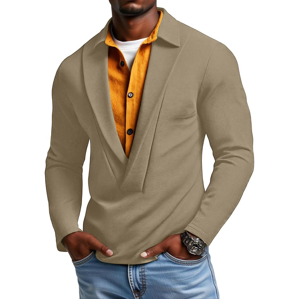 Men's  Leisure  Fashion  Flip  Collar  Button  Long  Sleeves  Upper  Garment