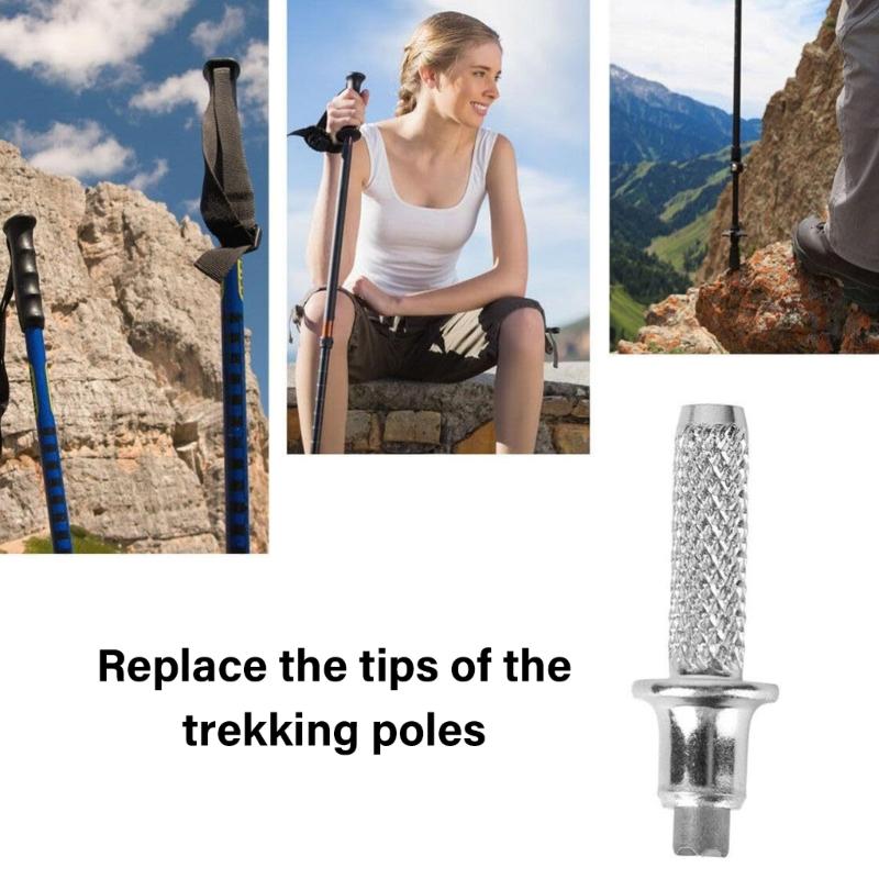 6Pcs Mountaineering Stick Tip Metal Trekking Feet Replacement Trekking Cane Tip Walking Poles Nonslip Spikes Enduring