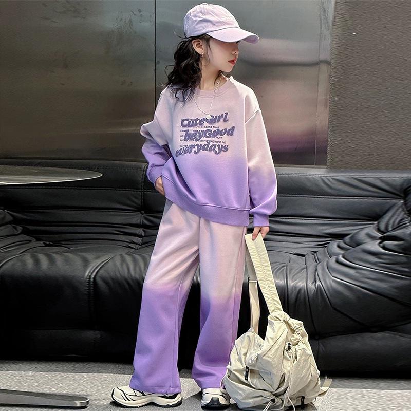 2025 New Autumn Street Style Sports Sweater Suit for Big Girls