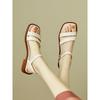 White simple one-word sandals women's summer 2025 summer new open-toed flat-soled large-size Roman women's sandals