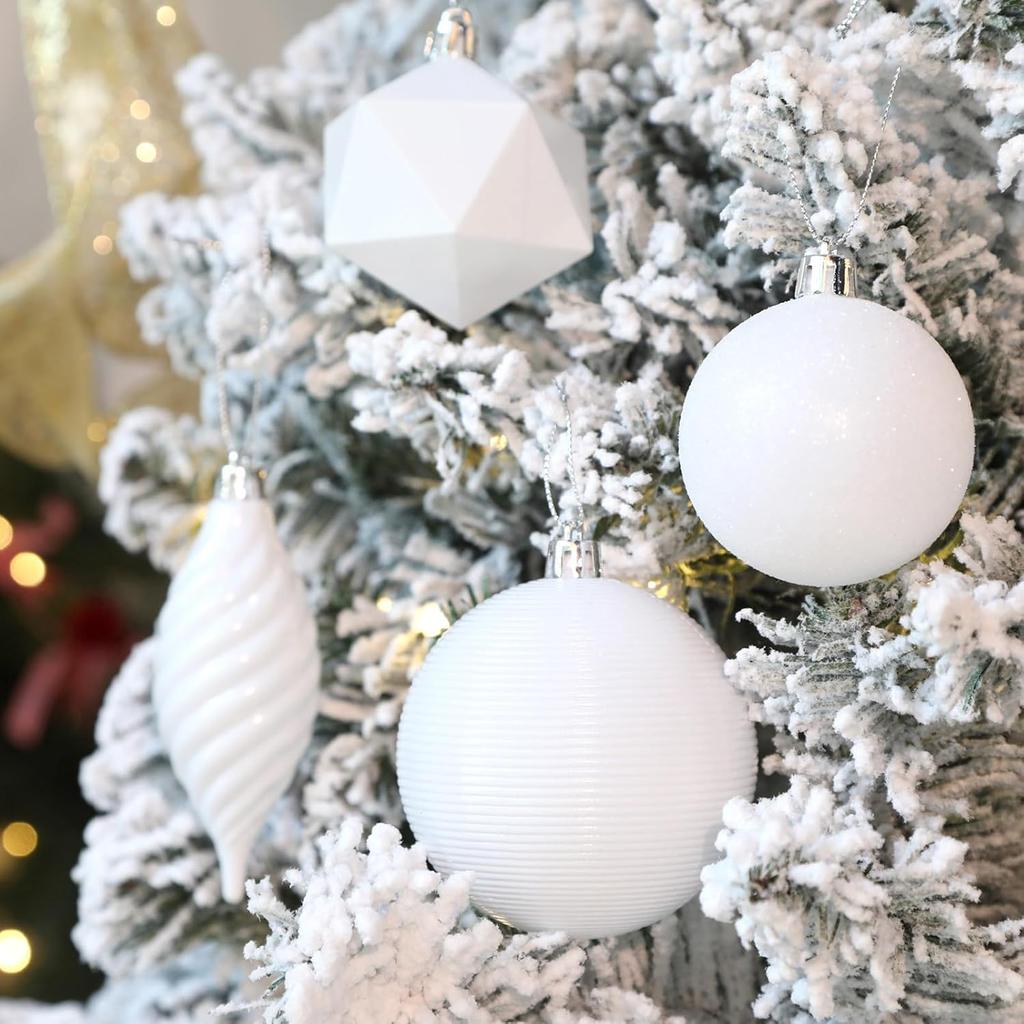 SHareconn 100pcs Christmas Tree Decorations Ornaments Set, Shatterproof Plastic Baubles Decorative Balls for Xmas Tree Decor Holiday Wedding Party,