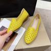 Summer Women's Sandals, Flat-bottomed Hole Sandals, Soft Leather, Breathable Hollow, One-step Tendon Soft-soled Mother Shoes
