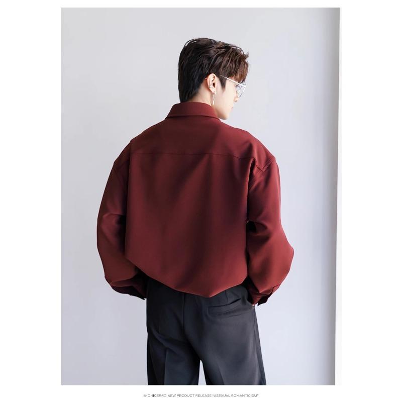 Men Solid Color Button Down Long Sleeve Shirt Casual Loose Fit Business Lightweight Daily Top