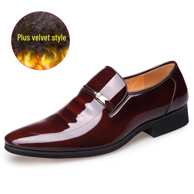 Men's Large Formal Slip-On Patent Leather Shoes - Black, Shiny, Business, Casual, Wedding