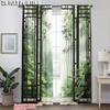 2pcs, Curtains Digital Printed 2D Plane Printing Green Bamboo Print Polyester (without Rod) All Seasons Ldeal for Bedroom,