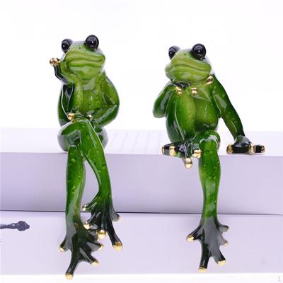2Pcs Resin Frog Figurine, Sculpture Animal Statue Craft ,Collection Ornament Modern Decorative for
