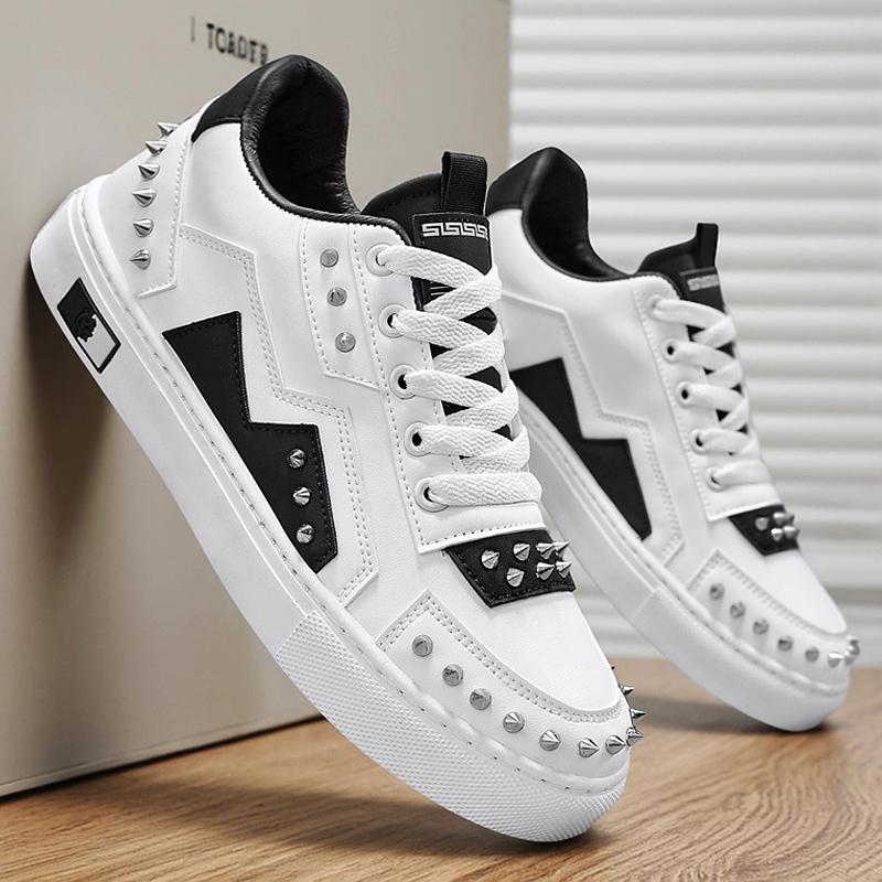 

Autumn Rivet Leather Waterproof and Oil Proof Board Shoes Small White Niche Shoes Essential for Street Going Skateboarding Shoes 39