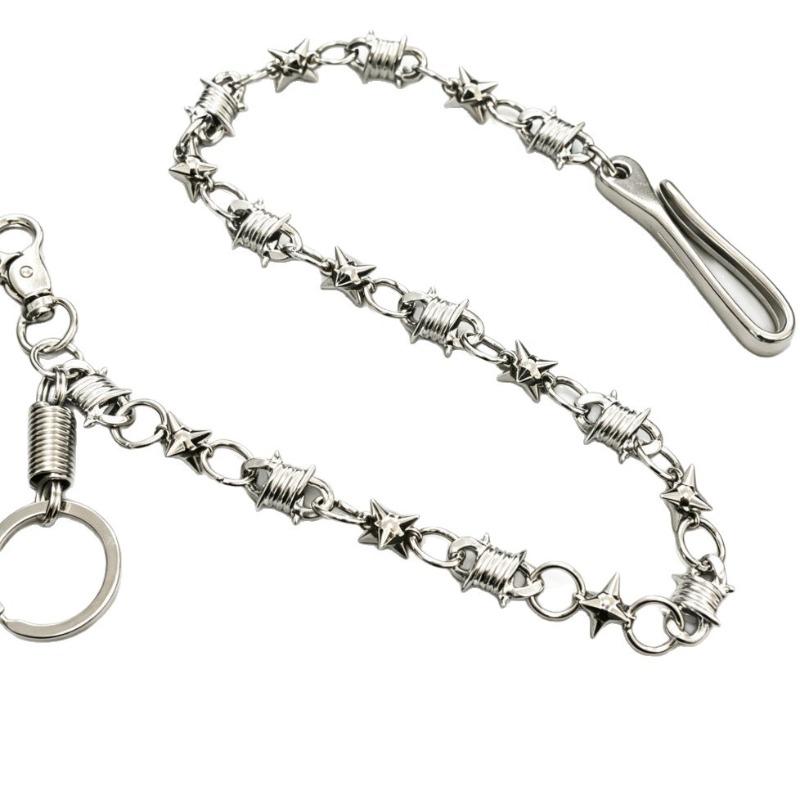 Accessories Hip Hop Single Layer Spike Metal Trouser Chain Accessories Men's and Women's Trendy Cool Waist Chain