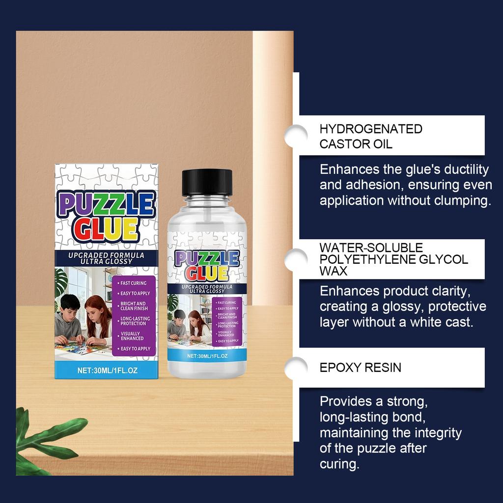 Puzzle Glue Curing Transparent Glue, Manual Puzzle Shaping, Student DIY Puzzle Fixing Tool, No Yellowing,30ML