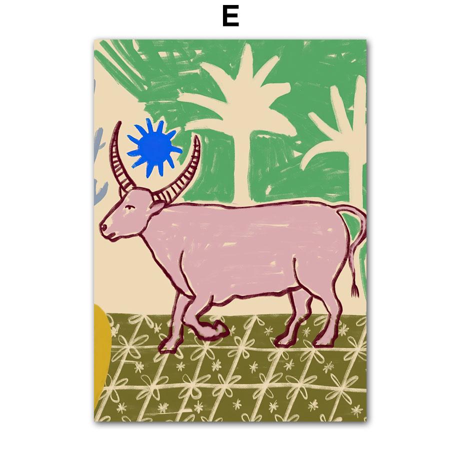 Kolorowa Dziewczyna Kwiat Tygrysi Liść Ilustracja Sztuka Ścienna Obraz na Płótnie Abstrakcyjne Plakaty i Druki Obrazy Dekoracja Pokoju Hotelowego Baru