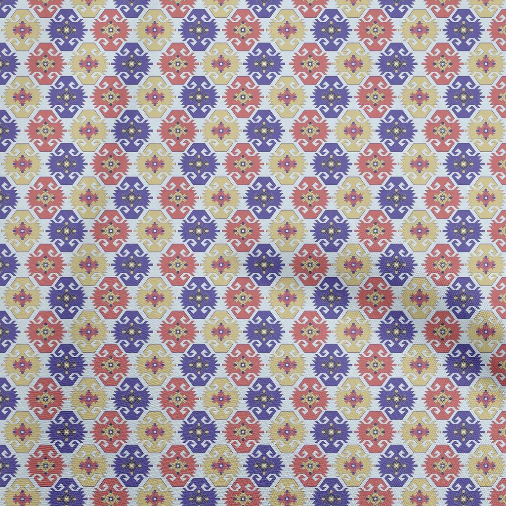 oneOone Cotton Flex Light Beige Fabric Asian Kilim Sewing Craft Projects Fabric Prints By Yard 40 Inch