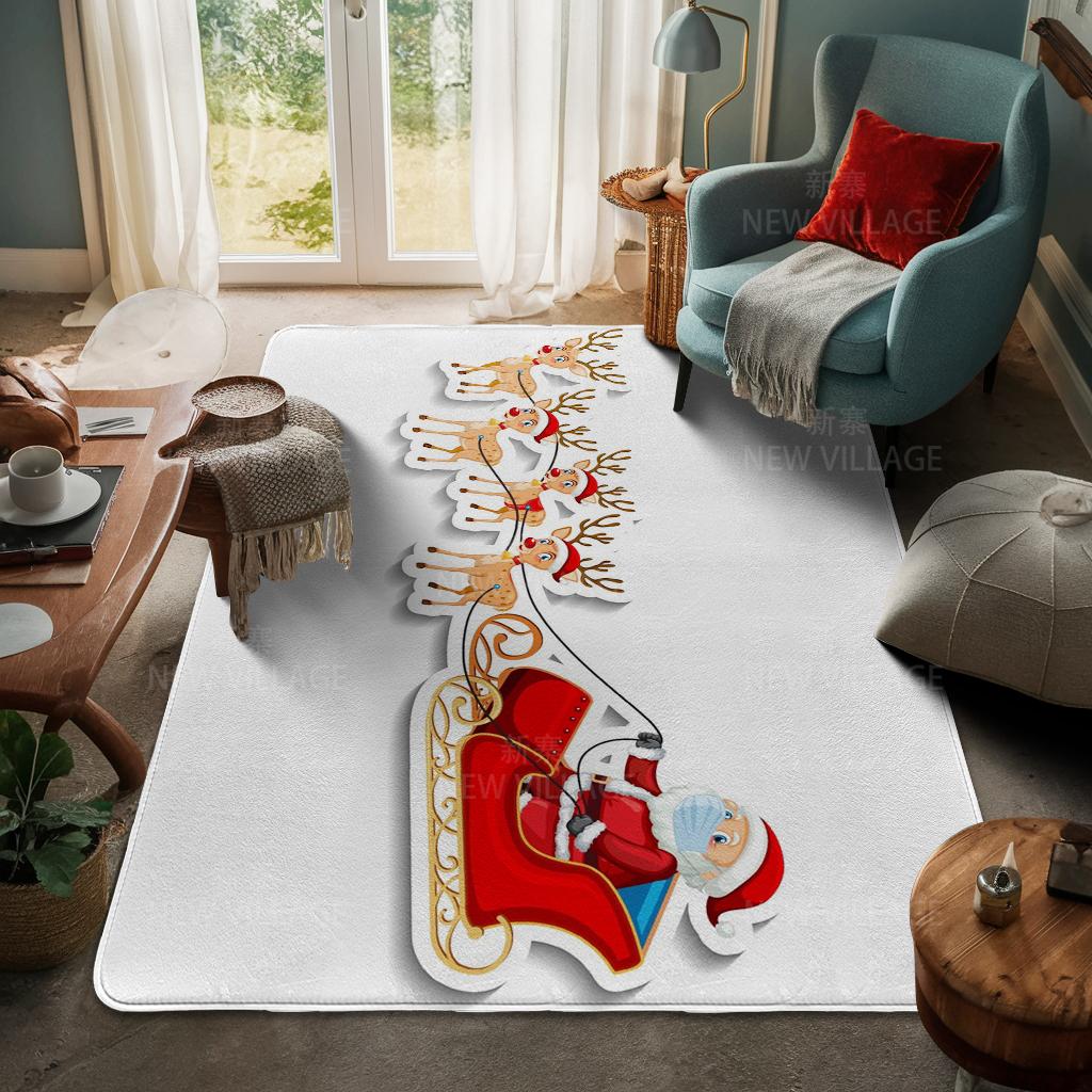 House Entrance Carpet Home Door Mat Living Room Bath Foot Bathroom Non-slip Water Absorption Rugs Bath Merry Christmas Winter