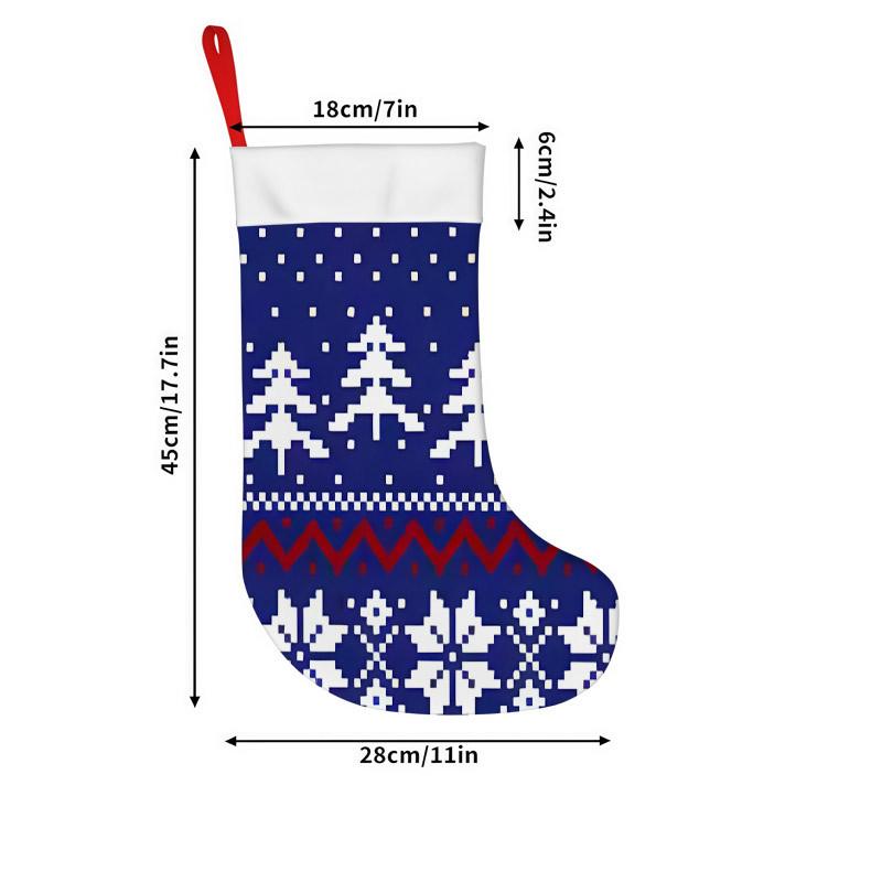 Christmas Decoration Fireplace Hanging stockingChristmas Stockings 1pc 45.72 Cm, Pixel Snowflake Pine Tree Blu