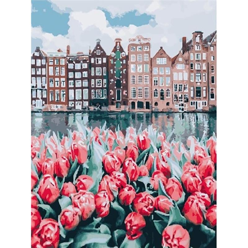 Kruhová vrtačka Diamantová malba Květinová váza Krajina Diamantové vyšívání Krajina Sada křížkového stehu DIY Home Decor dárek