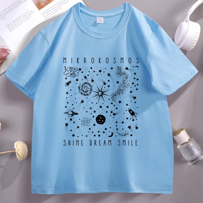 Mikrokosmos Graphic T Shirt Twinkling Starlight TShirt Unisex Unisex Space Graphic Tees Streetwear Round Neck Short Sleeve Tshirt
