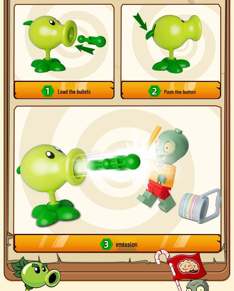 Goody Plants vs. Zombies Sunflower Pea Shooter Zombie Assembly Model Toy