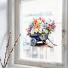 Einkaufswagen Blumen Fensteraufkleber Nicht haftender Fenstersticker Wasserdicht Statisch haftend Abnehmbarer Aufkleber für Wände Türen Fenster Badezimmer Schlafzimmer Heimdekoration