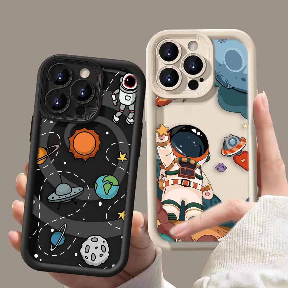 Astronauts Space Stars Planets Phone Case For iPhone Apple 17 AIR 16 16E 11 12 13 14 15 XR Plus Pro Max DIY Shockproof Cover