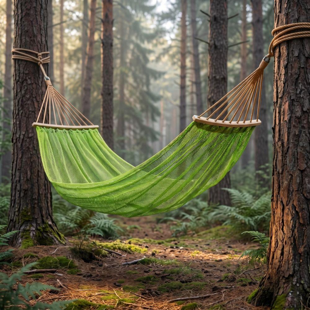 Curved Rod Camping Mesh Hammock Good Load-bearing Hanging Swing Outdoor Swing Hammock Travel