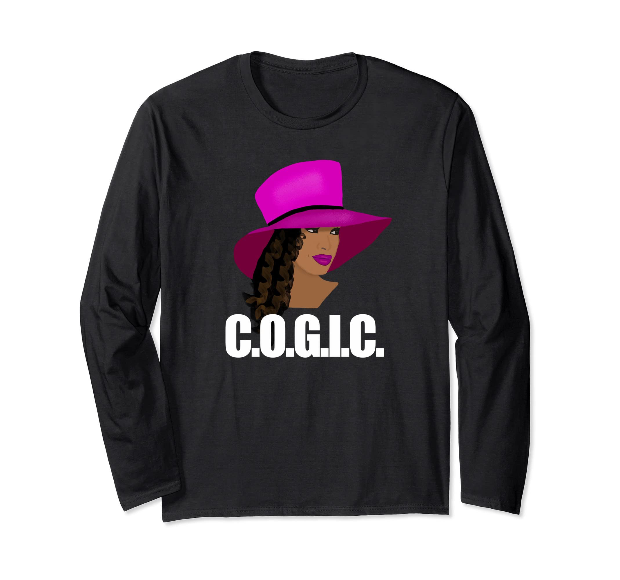 

COGIC African American Woman Wearing Hat Long Sleeve T-Shirt чёрный