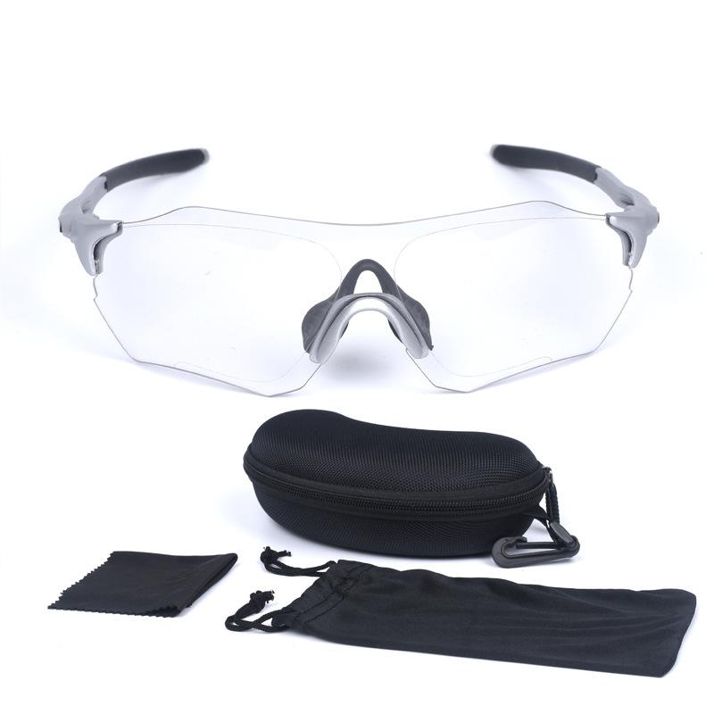 Frameless polarized light color-changing sunglasses mountain bike riding sunglasses men's driving goggles set