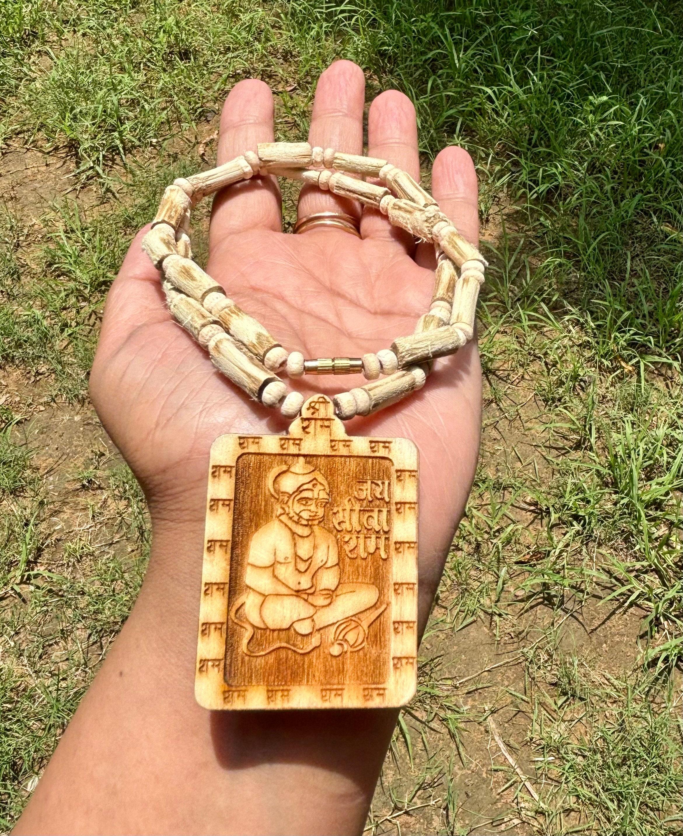 20  Single Line Carved HANUMAN Pendant, Shri Ram Mala, Kanthi Mala, Necklace, Yoga Prayer Healing Meditation, Shri Ram Mala, Ayodhya Mala One Size