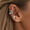 Salircon Vintage Rhinestone Multi-layer Clip Earring for Women Fashion Simple C Ear Cuff Non-Piercing Ear Clip Set Daily Jewelry