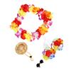 Porch Goose Summer Outfit with Straw Round Hat Wreath Glasses Hawaiian Goose Statue Clothes Costume