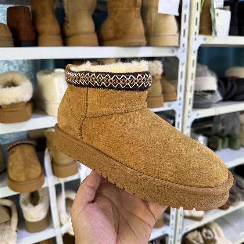 

New winter rain short snow boots women s suede woven woven warm non-slip beef tendon sole thin bottom 40 малиновий