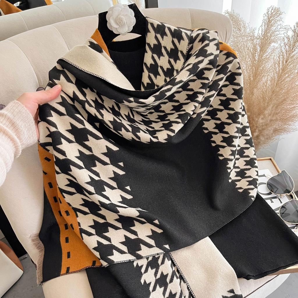 New Winter Houndstooth Scarf Women Cashmere Warm Pashmina Foulard Female Shawls Wraps Thick Soft Bufanda Poncho Scarves Hijab