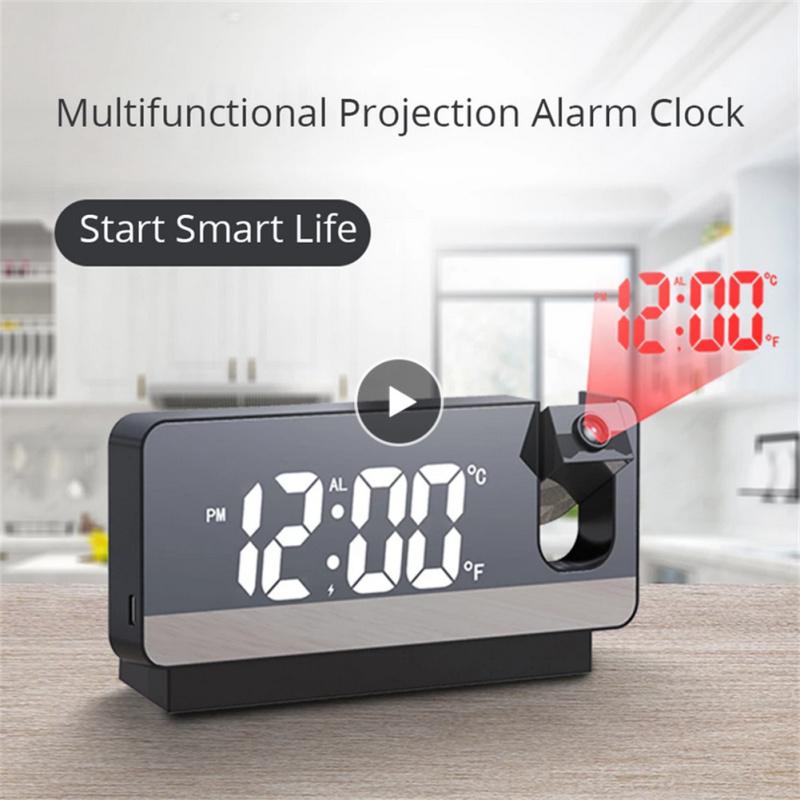 Led Digital Projection Alarm Clock Table Electronic Alarm Clock With 180 Degrees Time Projector