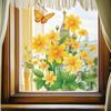 Fully Transparent Hand-painted Yellow Daisy Butterfly Window Stickers for Living Room Balcony Glass Decoration