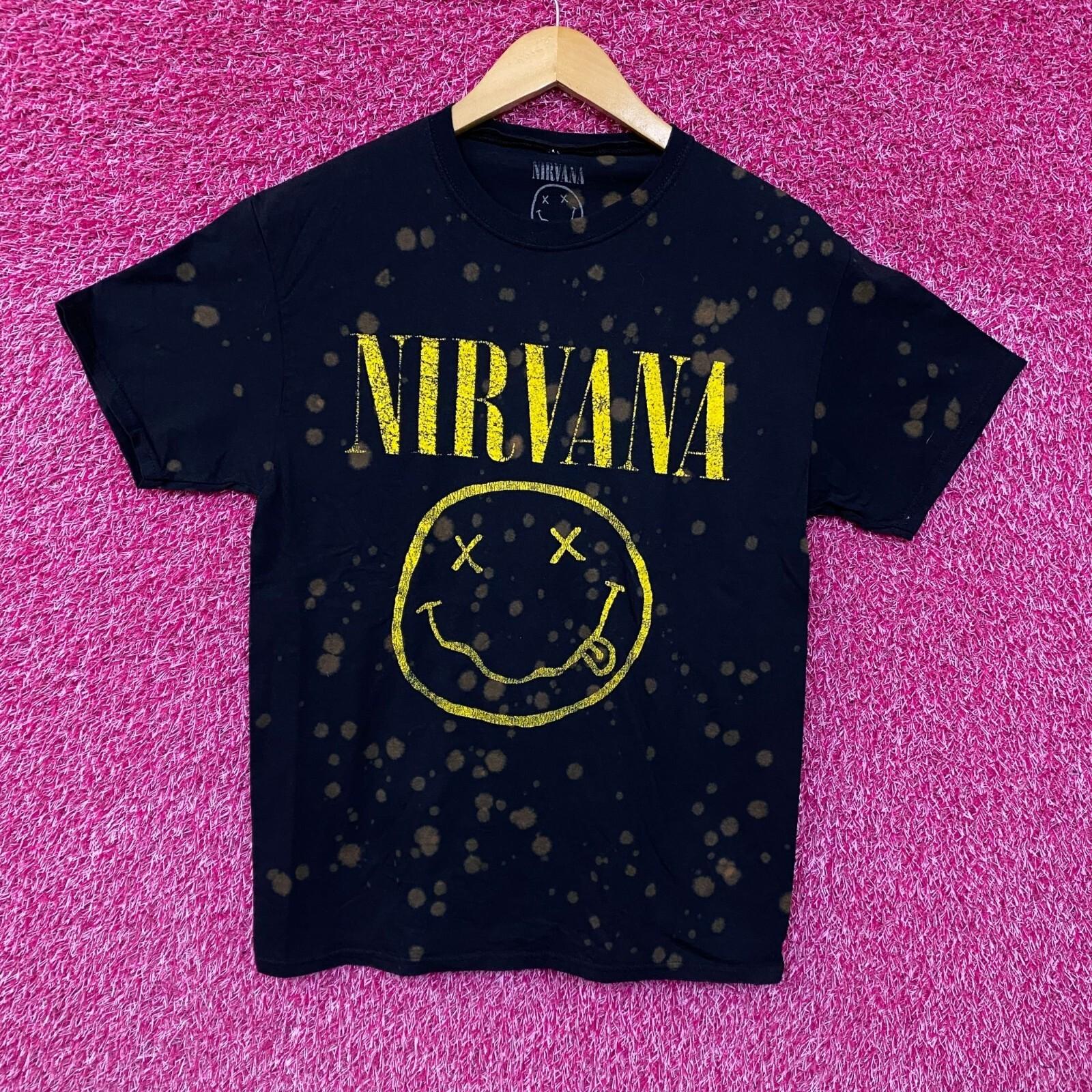 Nirvana Nevermind Tour Smiley Grunge Band Bleach Wash Tee S XL