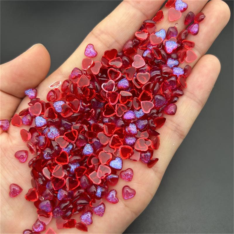 50PCS Accessories Resin Kawaii Nail Art Charms Cartoon Heart Nail Decorations Mixed Size Bulk Manicure Rhinestones Jewelry DIY