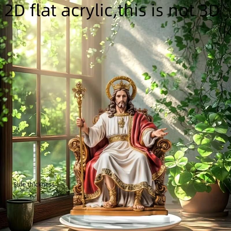 2D Flat Acrylic Statue of King Jesus Classic Style Desktop Decoration for Thanksgiving Home Decor Perfect for Desktop Installa