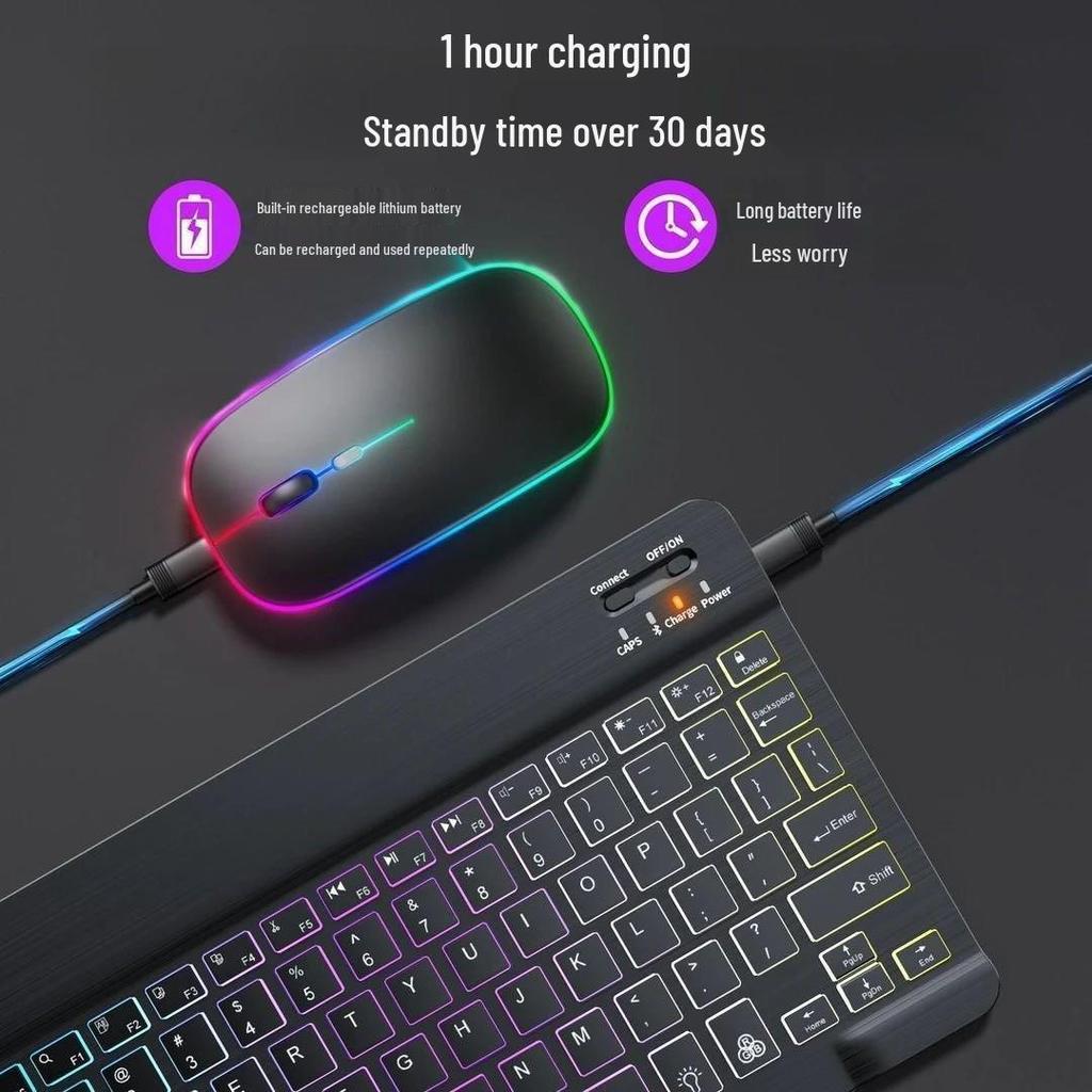 Luminous Bluetooth Keyboard & Mouse Set for Mobile Phones & Tablets