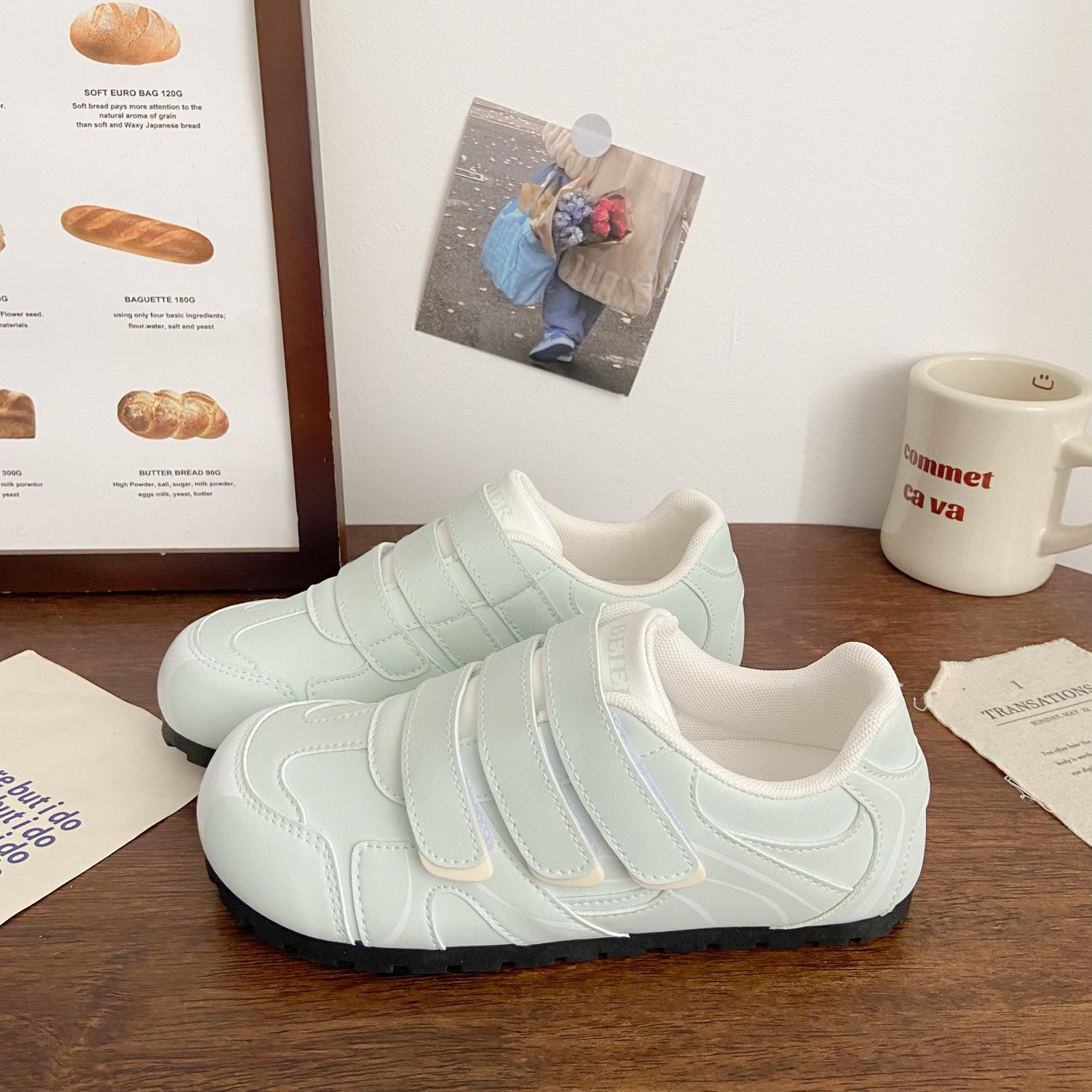 

Pink Velcro board shoes women s spring and summer new niche design ballet Forrest Gump little white shoes 35 синій