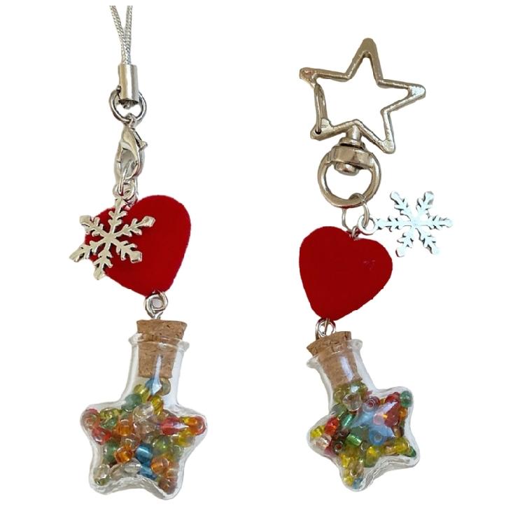 Sturdy Quality Snowflake Flocking Phone Lanyard Key Pendant for Fashion Enthusiasts of Festive and Individualized Gear