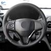 Braids On Steering Wheel For Honda Fit City Jazz 2014 2015 HR-V 2016 Vezel 2015-2017 XRV Car Steering Wheel Black Leather Cover