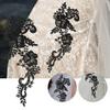 EXCEART Wedding Lace Fabric, Floral Embroidered Patches for Decorative Flower Appliques, DIY Accessories, Black Polyester Thread, 1 Pair