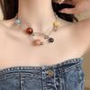 Punk Aesthetic Bead Chain Necklace Colorful Clavicle Chain Fashion Collarbone Necklace  Women