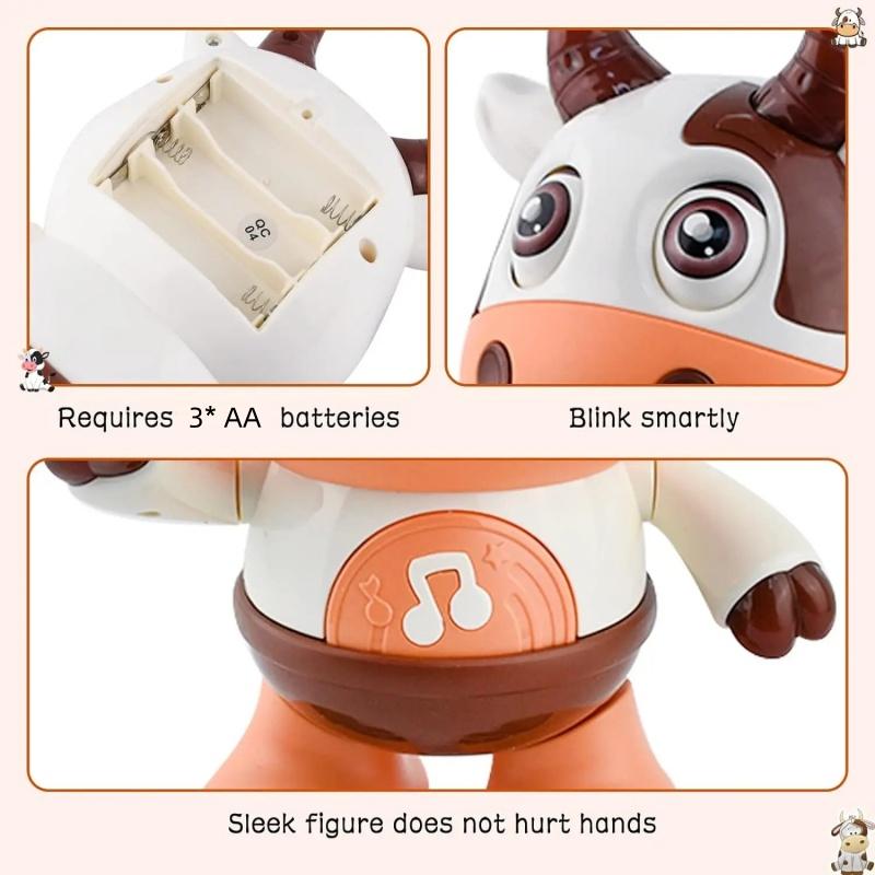 Electric Dancing Cow Light Up Musical Dancing Toys Baby Animal Sounds Toys Toddler Sensory Educational Interactive Swinging Calf