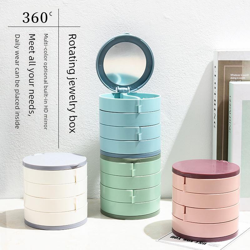 Multi-Layer Rotating Jewelry Box for Necklaces, Earrings, Rings, and Accessories